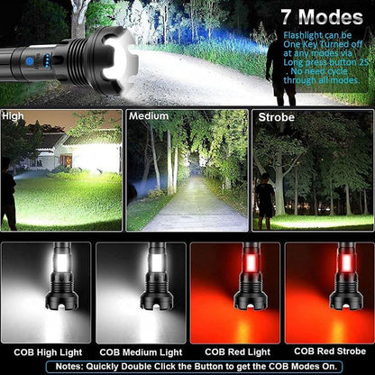 LED Rechargeable Tactical Flashlight 90000 High Lumens