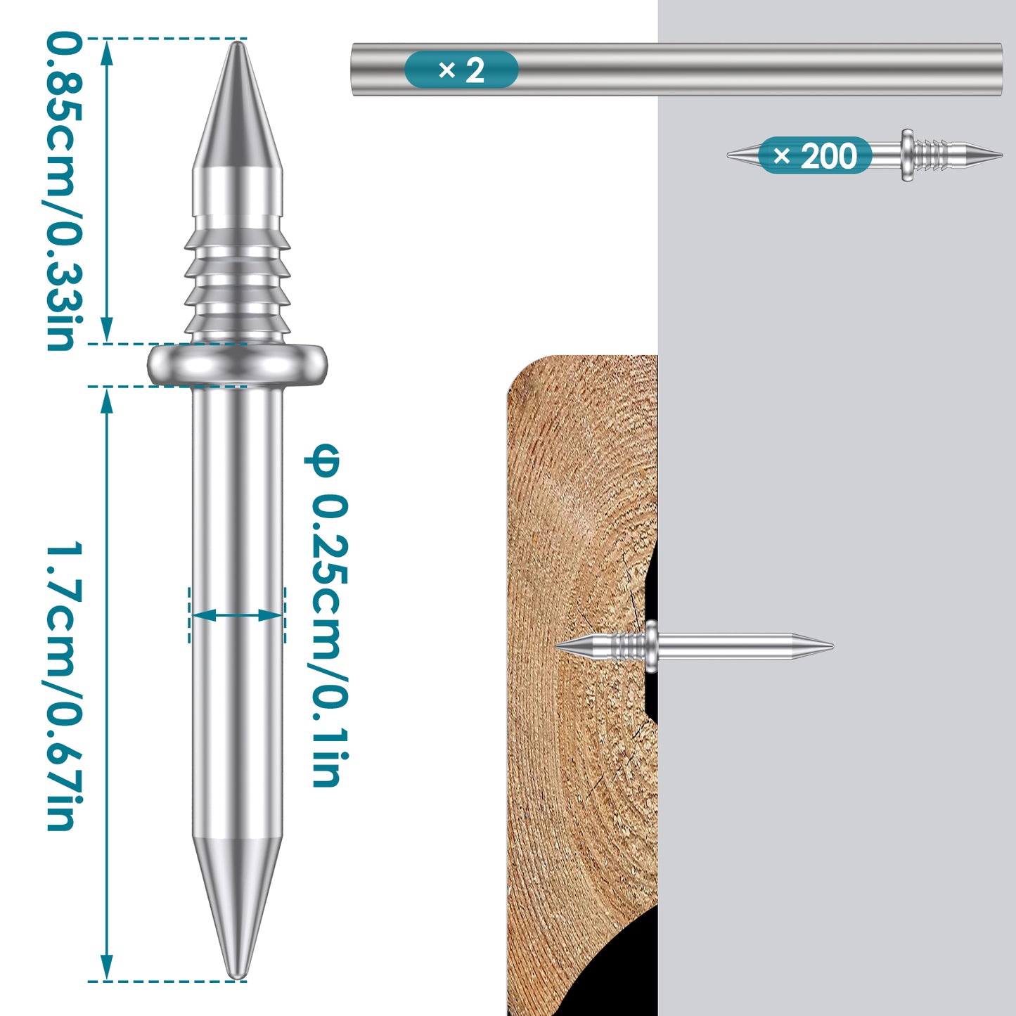 Double-head Skirting Thread Seamless Nails (100 Pcs)