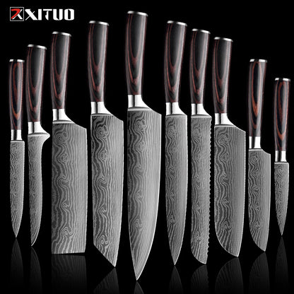 Damascus Pattern Steel Knife Set